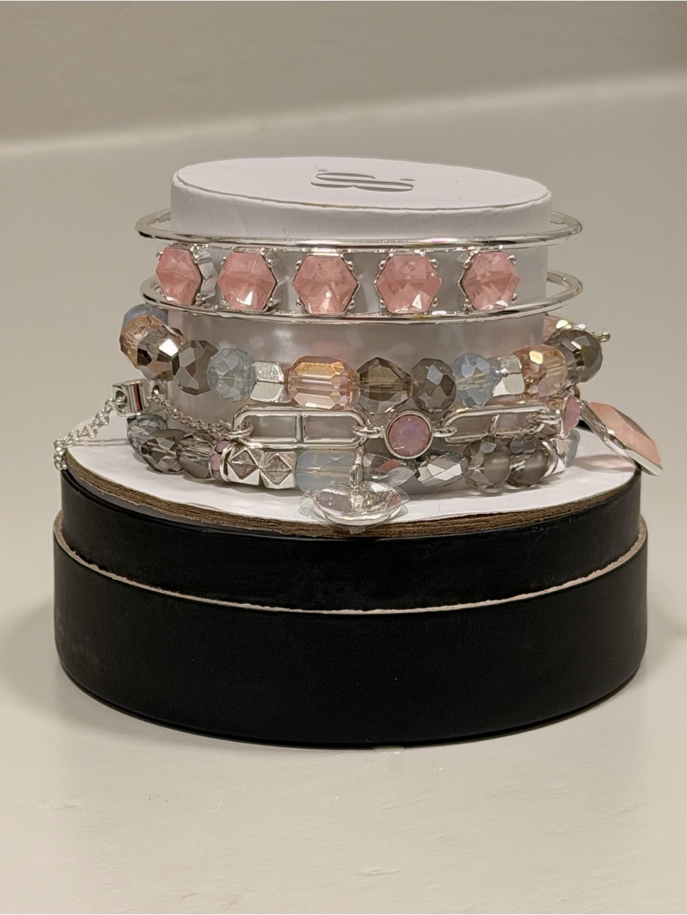 Bomb Party NWT! Silver Pink, Baby Blue Bracelet Stack!